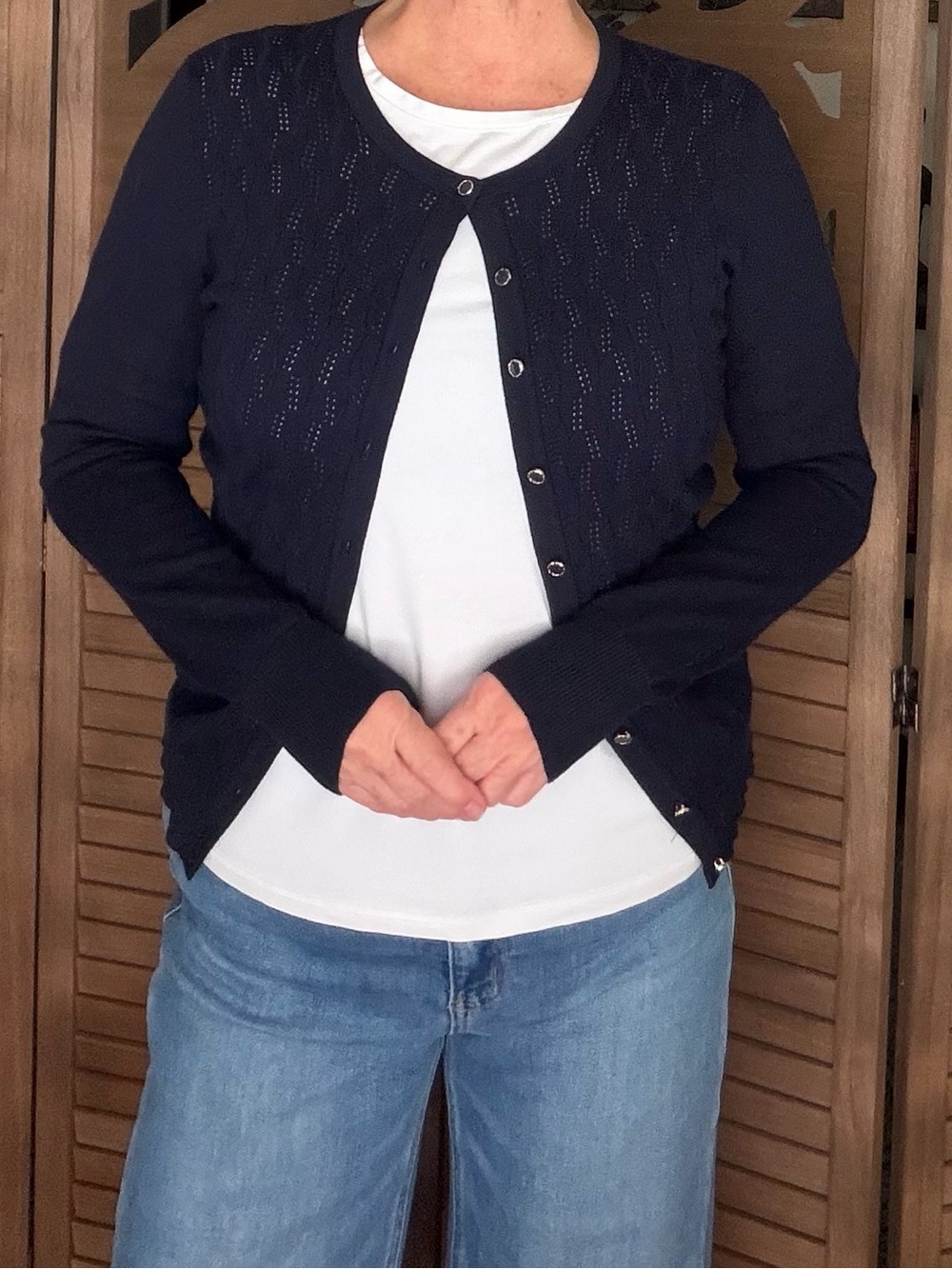Classic Navy Button-Front Cardigan Sweater